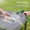 Outsunny Folding Fish Cleaning Table with Sink, Portable Camping Table with Faucet, Drainage Hose, Sprayer and Shelf, Gray