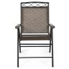 Set of 2 Patio Folding Chairs Sling Portable Dining Chair Set with Armrest