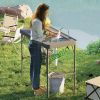 Outsunny Folding Fish Cleaning Table with Sink, Portable Camping Table with Faucet, Drainage Hose, Sprayer and Shelf, Gray