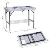 Outsunny Camping Table 50 with Sink Faucet Stainless Steel Basins Fish Cleaning