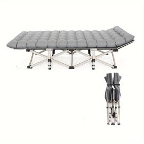 Grey Heavy-duty Folding Camping Bed With Storage Bag Suitable For Travel, Office And RV Travel (Color: Grey)