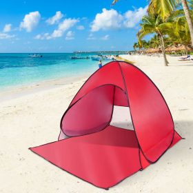 Pop Up Beach Tent Sun Shade Shelter Anti-UV Automatic Waterproof Tent Canopy for 2/3 Man w/ Net Window Storage Bag for Outdoor Beach Camping Fishing P (Color: Red)