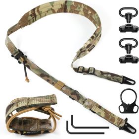 QD Sling 2 Point Sling Quick Adjust Gun Sling with HK Hook Soft Shoulder Pad Sling, Rifle Sling for Hunting Tactical Strap (Color: CP)