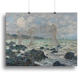 Fishing nets at Pourville by Monet Canvas Print or Poster (Type: Standard Framed Canvas Print, size: Large (24" x 16"))