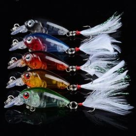 5pcs Fishing Lures With Leather; Artificial Hard Crankbait With 3D Eyes For Freshwater And Saltwater (Quantity: 5pcs With Box)