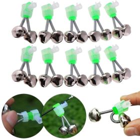 10pcs Fishing Bite Alarms Fishing Rod Bell Rod Clamp Tip Clip Bells Ring; Green ABS Fishing Accessory (Style: Style2)