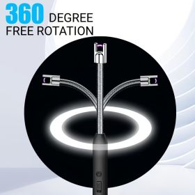 Flameless Lighter Rechargeable USB LED Battery Display; Safety Switch; Wider Arc For Cooking Fireworks (Color: Red)
