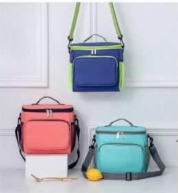 Portable Oxford Lunch Boxes One Shoulder Fresh-Keeping Bags (Color: KIGHT BLUE)